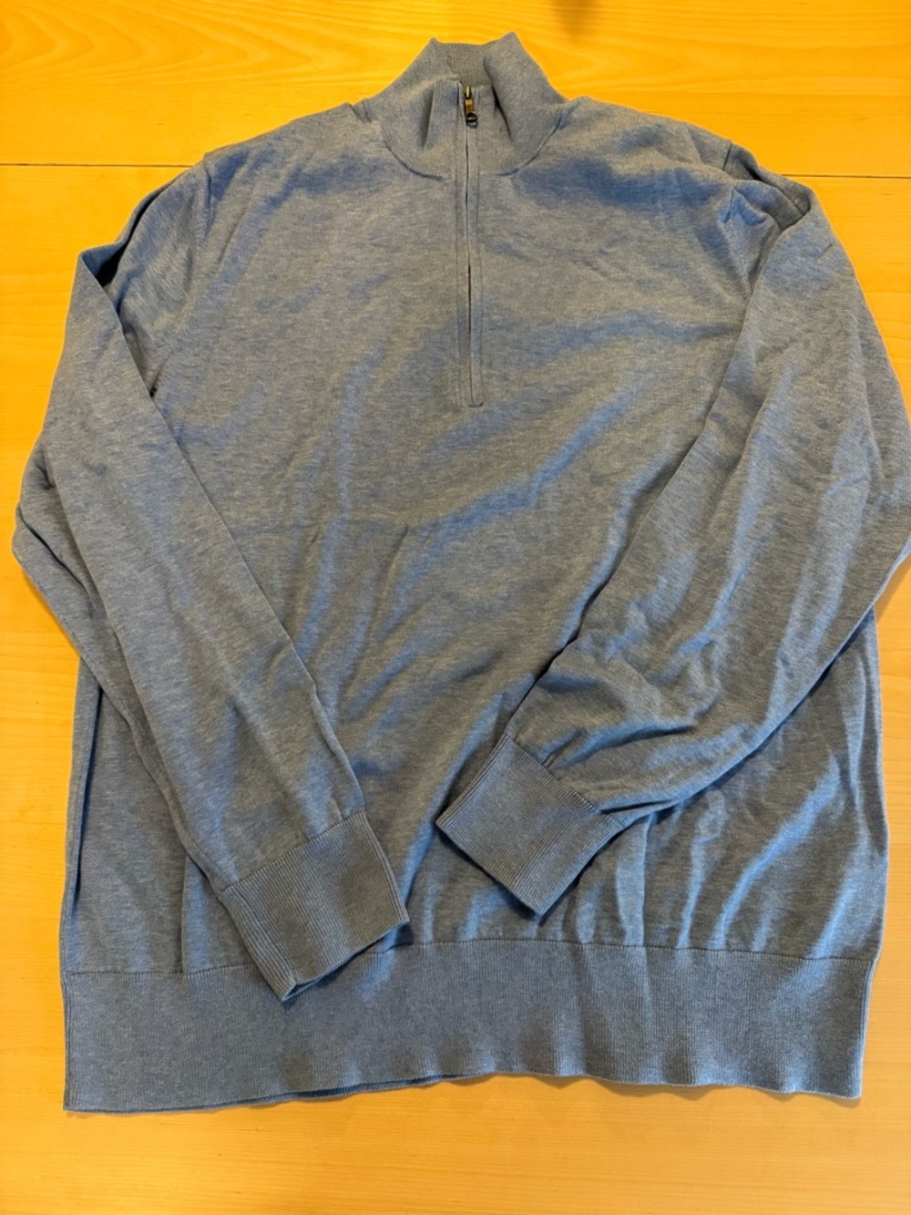 Brooks Brothers Light Blue Supima Cotton 1/4 Zip Sweater Mens, XL